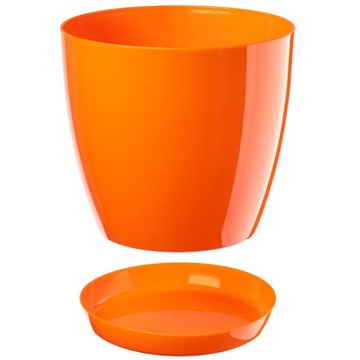 ЦВЕТОЧНЫЙ ГОРШОК НА ПОДСТАВКЕ С ПЛАСТИКОВОЙ КРЫШКОЙ ЦВЕТОЧНЫЙ ВАЗ 16см ОРАНЖЕВЫЙ KADAX