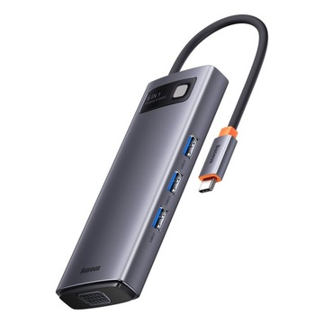 Adapter BASEUS HUB przejściówka 6w1 Typ C na 3x USB3.0 PD 100W HDMI VGA