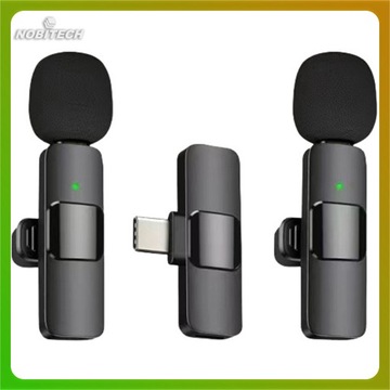 MIKROFON BEZPRZEWODOWY KRAWATOWY DO TELEFONU MINI USB-C 2 SZTUKI ZESTAW