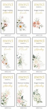 Благодарность гостям MERCI на день рождения до года 5 шт.