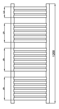 ЛЕСТНИЦА ДЛЯ РАДИАТОРА ВАННОЙ 20-РЕБР. 1200х470мм.