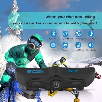 ИНТЕРКОМ BLUETOOTH НАУШНИКИ S7 EVO ДИАПАЗОН 0,1 КМ