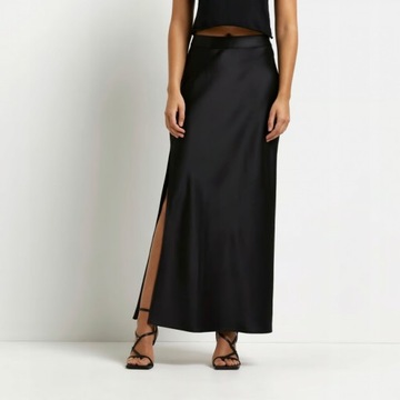 RIVER ISLAND SATYNOWA SPÓDNICA MAXI XS