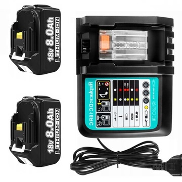 AKUMULATOR LI-ION 18V 8,0AH X2 DO MAKITA BL1860B + SZYBKA ŁADOWARKA DC18RC