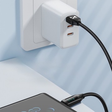 КАБЕЛЬ WOZINSKY USB-A/USB-C 2М СО СВЕТОДИОДНЫМ ДИСПЛЕЕМ