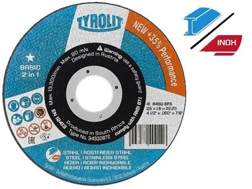 Tarcza tarcze do cięcia metalu 125x1,6 TYROLIT 34332873 BASIC 2w1 125 x 1,6