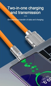 Желтый кабель USB-C для мобильного телефона длиной 2 м, кабель для передачи данных, 120 Вт, 6 А, Fast Char