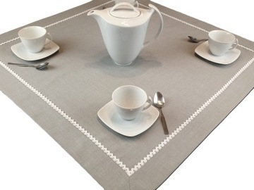 Serweta SZARA+BIAŁA KORONKA, bieżnik na stół kwadrat 80x80