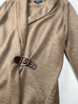 Sweter kardigan brązowy wełna merino wool Cynthia Rowley Woman Premium XXL