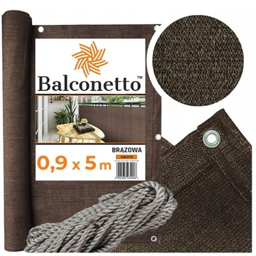 MATA OSŁONA balkonowa osłonowa brązowa 0,9x5m UV na BALKON brąz UV 90x500cm