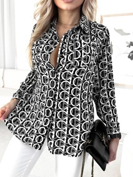 Elegancka cudowna kobieca KOSZULA DAMSKA wzorzysty geometryczny print