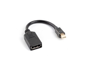 ADAPTER DISPLAYPORT MINI(M) 1.1->DISPLAYPORT(F) NA KABLU 10CM CZARNY LANBER
