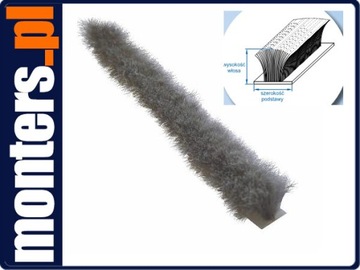 Вставной щеточный уплотнитель 4,8х10мм серый 1м