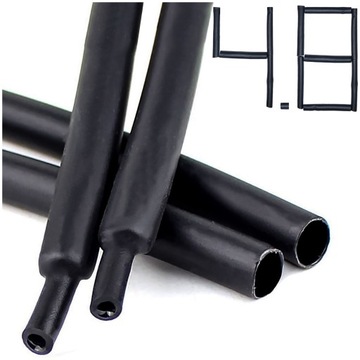 1M RURKA KOSZULKA TERMOKURCZLIWA z KLEJEM GRUBA CZARNA 4mm 4.8/1.6 mm