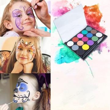 КРАСКИ ДЛЯ КРАСКИ ЛИЦА, ТЕЛА, РТА, 15 ШТУК КРАСКИ