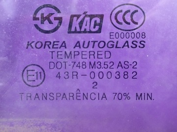 HYUNDAI SANTA FE I 00-04 SKLO (OKNO) DVEŘNÍ DVEŘE LEVÝ PŘEDNÍ