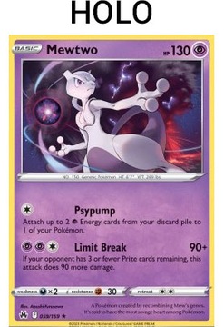 Karta Pokemon Mewtwo (CRZ 059) 59/159 Holo
