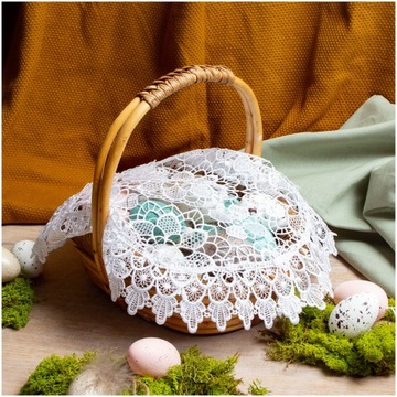Салфетка ПАСХАЛЬНАЯ КОРЗИНКА 40 см БЕЛАЯ гипюровое кружево
