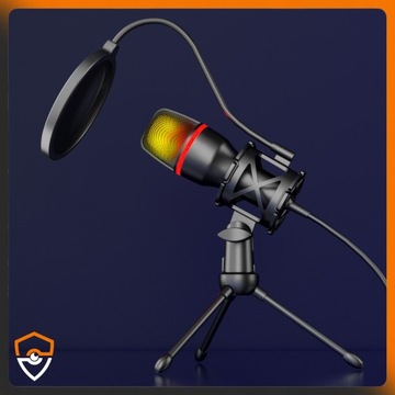 Mikrofon do Komputera Studyjny EUROLOOK Gamingowy USB Statyw RGB