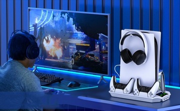 МНОГОФУНКЦИОНАЛЬНАЯ ОХЛАЖДАЮЩАЯ ПОДСТАВКА С ПОДСТАВКОЙ ДЛЯ ИГРЫ ДЛЯ PS5, БЕЛАЯ