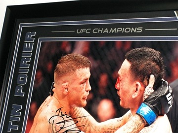 Дастин Порье Макс Холлоуэй Автограф в красивой рамке! Сертификат редкости