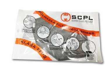 Маска FFP2, фильтрующая полумаска CE серая ПОЛЬША