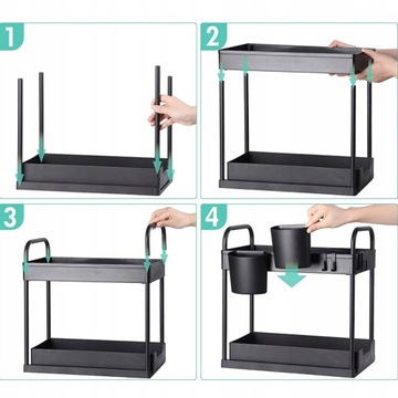 REGAŁ ORGANIZER KUCHENNY NA BLAT CZARNY 2 POZIOMY