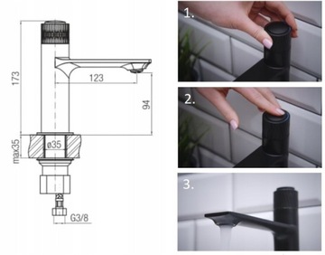Шкаф для ванной 50 см CRAFT ЗОЛОТОЙ ДУБ на стойке с умывальником + черный смеситель
