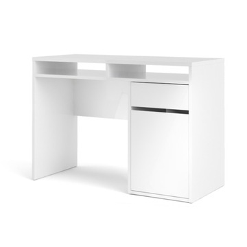 BIURKO prostokątne proste minimalizm biały wysoki połysk 110 x 77 cm OSLO
