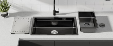 КУХОННАЯ СТАЛЬНАЯ МОЙКА 70х44 СМ, ДОПОЛНИТЕЛЬНАЯ МОЙКА С ПРОБКОЙ И НАБОРОМ СИФОНА