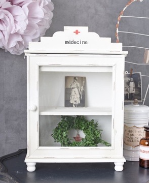 Szafka Apteczka Retro Biała Drewniana Shabby Chic