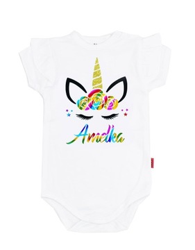 Body z falbanką JEDNOROŻEC + IMIĘ, unicorn 92