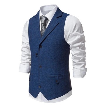 New Mens Retro Waistcoat Lapel Business Casual Si