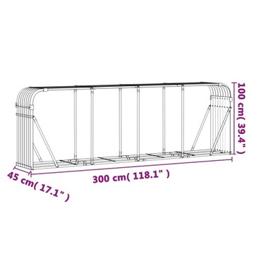 Stojak na drewno antracyt 300x45x100 cm stal galwanizowana