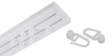 КАРЕНС с крышкой, 2-х направляющий потолочный рельс из ПВХ 300