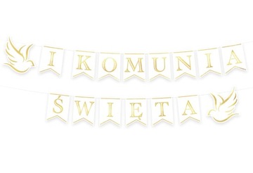 Baner girlanda KOMINIA ŚWIĘTA dekoracja złota 1,6m