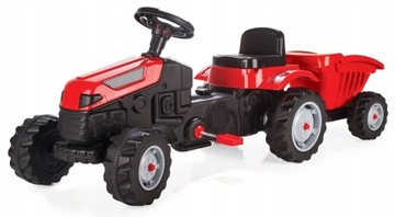 TRAKTOR DLA DZIECI NA PEDAŁY Z PRZYCZEPĄ CZERWONY DUŻY 143 CM KLAKSON