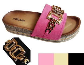 SZOK TEGO ROKU NIESPOTYKANE KLAPKI DAMSKIE NA NISKIM KOTURNIE DIAMENCIKI 40