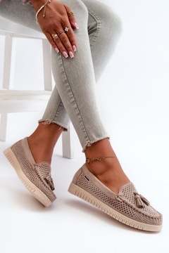 АЖУРНЫЕ МОКАСИНЫ ЖЕНСКИЕ ИЗ ЭКО ЗАМШИ НА ПЛАТФОРМЕ БЕЖЕВЫЙ 38