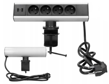 ORNO Gniazdo Biurkowe 4-Krotne Ładowarka 2xUSB Przewód Uchwyt Montażowy