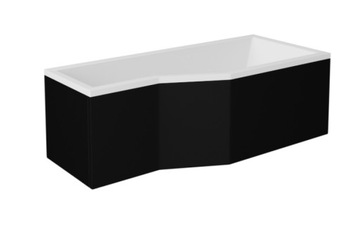 BESCO wanna asymetryczna INTEGRA 170x75 PRAWA+ obudowa CZARNA +SYFON