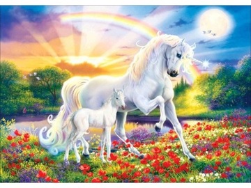 NA PREZENT HAFT DIAMENTOWY OBRAZ MOZAIKA PUZZLE JEDNOROŻCE 40x30cm