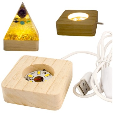 ŚWIECĄCA PODSTAWKA LED USB POD FIGURKĘ PIRAMIDKĘ PODŚWIETLENIE 6x6 cm