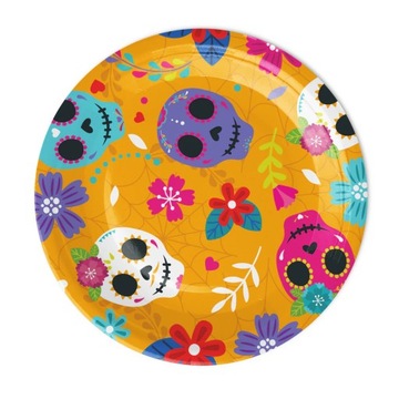 Talerzyki papierowe talerze MEKSYKAŃSKIE HALLOWEEN 18cm 6szt