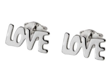 KOLCZYKI SREBRNE PRZEBITKI NAPIS LOVE k2427