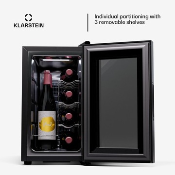 Винный шкаф Klarstein Shiraz 21л, 8 бутылок, 8-18°C, сенсорная панель