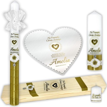 СВЕЧИ И КРЕЩЕННАЯ ОДЕЖДА, НАСТОЛЬНАЯ КОРОБКА + ПОДАРОК