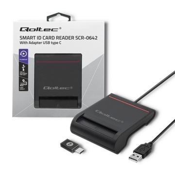 Qoltec Inteligentny czytnik chipowych kart ID SCR-0642 USB 2.0USB typ C