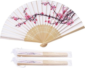 2 Plum Blossom Pattern Bamboo Folding Hand Fans