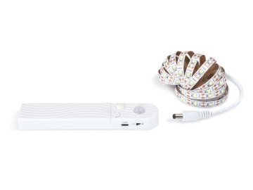 TAŚMA LED MONO 2M Z CZUJNIKIEM RUCHU NA BATERIE BIAŁY CIEPŁY (3000K)